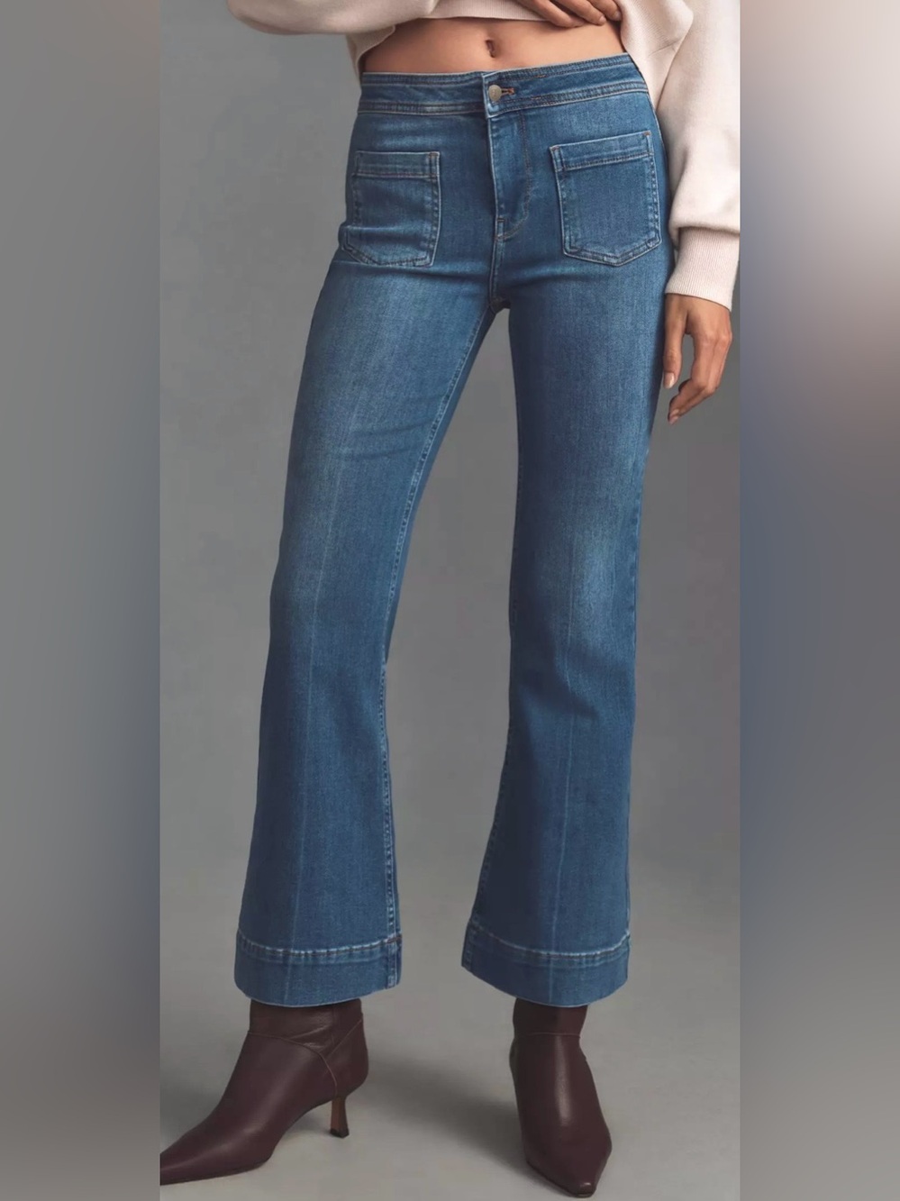 Pilcro Vintage Bell Mid-Rise Kick Flare Blue Jeans NWOT Size 26 [flaw]